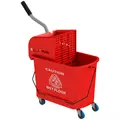 HOMCOM 20L Compact Mop Bucket on Wheels, with Water Separation Panel - Red - 1