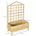 Outsunny Garden Planters with Trellis for Vine Climbing, Distressed Wooden Raised Beds, 90x43x150cm, Natural Tone - 3