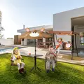 Outsunny 2 Seater Kids Garden Swing Seat, Children Outdoor Patio Lounge Chair for Gardens w/ Adjustable Awning, Seatbelt, Monkey Pattern - Brown - 8