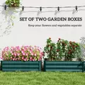 Outsunny Set of Two 100 x 60cm Steel Planter Boxes -Green - 4