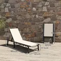 Outsunny Folding Sun Lounger Set of 2, 5-Position Adjustable Reclining Garden Loungers, Garden Chaise Lounge Sunbed Recliner Chairs with Steel Frame for Beach, Porch, Patio, Camping, Khaki - 3