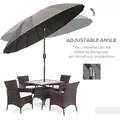 Outsunny 2.5m Shanghai Garden Parasol Umbrella with Crank & Tilt, Adjustable Outdoor Sun Shade, Grey - 5
