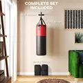SPORTNOW Unfilled Punching Bag Set with Boxing Bag Bracket, Boxing Gloves, Hand Wraps and 360° Swivel Hook - 5
