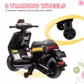 AIYAPLAY 6V Ride on Motorbike, Kids Electric Motorbike w/ Headlights, Music, Training Wheels, for Ages 18-36 Months, Black - 6