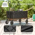 Outsunny 160L Festival Trolley on Wheels, Folding Camping Trolley Cart w/ Tailgate, 100kg Heavy Duty Garden Collapsible Folding Wagon w/Adjustable Handle, Carry Bag for Beach Picnic, Black and Orange - 4