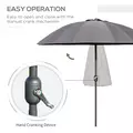 Outsunny 2.5m Shanghai Garden Parasol Umbrella with Crank & Tilt, Adjustable Outdoor Sun Shade, Grey - 4