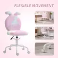 HOMCOM Fuzzy Office Chair with Bunny Ears, Faux Fur Swivel Desk Chair, Armless Makeup Vanity Chair with Adjustable Height for Bedroom, Study Room, Colourful - 6
