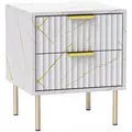 HOMCOM Elegant Two-Drawer Bedside Table - White - 1