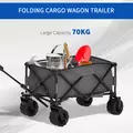 Outsunny Outdoor Pull Along Cart Folding Cargo Wagon Trailer Trolley for Beach Garden with Handle, Anti-Slip Wheel - Dark Grey - 7
