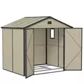 Outsunny 7.9ft x 6.2ft Recycled Garden Shed with Aluminium Frame and Plastic,  Wall Shed with Foundation, Waterproof and Rustproof - Cream White - 1