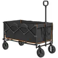 Outsunny 160L Festival Trolley on Wheels, Folding Camping Trolley Cart w/ Tailgate, 100kg Heavy Duty Garden Collapsible Folding Wagon w/Adjustable Handle, Carry Bag for Beach Picnic, Black and Orange - 1