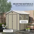 Outsunny 7.9ft x 6.2ft Recycled Garden Shed with Aluminium Frame and Plastic,  Wall Shed with Foundation, Waterproof and Rustproof - Cream White - 4