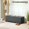 HOMCOM 84L Corduroy Storage Ottoman - Grey - 4
