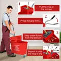 HOMCOM 20L Compact Mop Bucket on Wheels, with Water Separation Panel - Red - 6