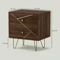HOMCOM Bedside Tables Set of 2, Modern Side Table Set with 2 Drawers and Steel Hairpin Legs, Nightstand for Bedroom, Brown Wood Grain - 3