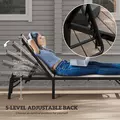 Outsunny Folding Sun Lounger Set of 2, 5-Position Adjustable Reclining Garden Loungers, Garden Chaise Lounge Sunbed Recliner Chairs with Steel Frame for Beach, Porch, Patio, Camping, Khaki - 4