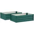 Outsunny Set of Two 100 x 60cm Steel Planter Boxes -Green - 1