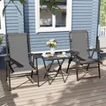 Outsunny Three-Piece Garden Table and Chair Set - Dark Grey - 8