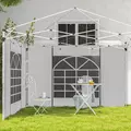 Outsunny Gazebo Side Panels, 2 Pack Sides Replacement, for 3x3(m) or 3x6m Pop Up Gazebo, with Windows and Doors, White - 2