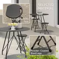 Outsunny Set of Four Folding Carry Stools - Charcoal Grey - 6