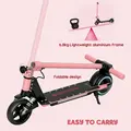 SPORTNOW Folding Electric Scooter for Kids, with Dual Brakes, Front Suspension, LED Colourful Lights, Pink - 8