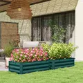 Outsunny Set of Two 100 x 60cm Steel Planter Boxes -Green - 2