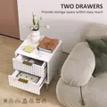 HOMCOM Elegant Two-Drawer Bedside Table - White - 5