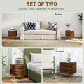 HOMCOM Bedside Tables Set of 2, Modern Side Table Set with 2 Drawers and Steel Hairpin Legs, Nightstand for Bedroom, Brown Wood Grain - 4