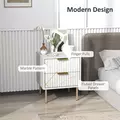 HOMCOM Elegant Two-Drawer Bedside Table - White - 4