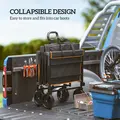 Outsunny 160L Festival Trolley on Wheels, Folding Camping Trolley Cart w/ Tailgate, 100kg Heavy Duty Garden Collapsible Folding Wagon w/Adjustable Handle, Carry Bag for Beach Picnic, Black and Orange - 5