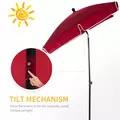 Outsunny Garden Parasol Umbrella, Outdoor Market Table Umbrella with Ruffles & Aluminium Pole, Rectangular Tilting Parasol Sun Shade Canopy, 2 x 1.3m, Red - 4
