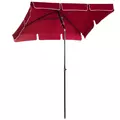 Outsunny Garden Parasol Umbrella, Outdoor Market Table Umbrella with Ruffles & Aluminium Pole, Rectangular Tilting Parasol Sun Shade Canopy, 2 x 1.3m, Red - 1