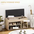 HOMCOM Shoes Cabinet Bench Hidden Storage Padded Seat Organiser Footwear Rack Hallway Oak Tone - 5