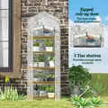 Outsunny 193cm Five Shelf Mini Greenhouse - White - 5