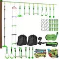 AIYAPLAY Obstacle course for Kids, with 10-Piece Slackline Kit with Monkey Bars, Gym Rings, Rope Ladder, Nest Swing, Hanging Tray - 1
