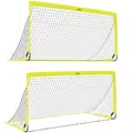 HOMCOM Two Football Goal Nets, Foldable Outdoor Sport Training Equipment, for Teens, Adults, with Carrying Bag, Yellow - 1
