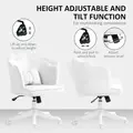 HOMCOM Velvet-Feel Petal Back Office Chair - White - 6