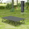 Outsunny Double Camping Cot Bed, with Bag - Charcoal Grey - 3