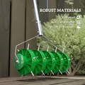 Outsunny Rolling Lawn Aerator, Manual Grass Spike Roller, Heavy Duty Garden Aerator with 3 Piece Detachable Handle and T-bar Grip, Outdoor Garden Lawn Tool, Dark Green - 6