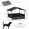 PawHut Wicker Dog Bed, Elevated Rattan Dog House with Removable Cushion and Canopy, for Small and Medium Dogs, 98 x 69 x 70cm - Grey - 3