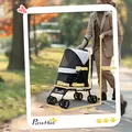 PawHut Foldable Dog Stroller, Lightweight Dog Pram w/ Shoulder Strap, Storage Bag, Cup Holder, Light Grey - 3