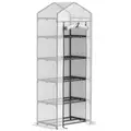 Outsunny 193cm Five Shelf Mini Greenhouse - White - 1