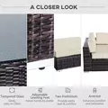 Outsunny 6 PC Rattan Sofa Coffee Table Set Sectional Wicker Weave Furniture for Garden Outdoor Conservatory w/ Pillow Cushion Brown - 7