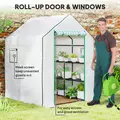 Outsunny 143 x 140cm Walk-In Greenhouse, with Accessories - White - 6