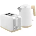 HOMCOM Stainless Steel Kettle and Toaster Set, 1.7L 3000W Fast Boil Kettle & 2 Slice Toaster Kitchen Set with 7 Level Browning Controls, Defrost, Reheat, Auto Off, Boil-dry Protection, White - 1
