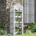 Outsunny 193cm Five Shelf Mini Greenhouse - White - 2