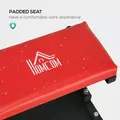 HOMCOM Workshop Stool, Rolling Machine Stool with 360° Swivel, Padded Seat, Tool Tray, Red - 6