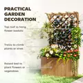 Outsunny Wooden Planter with Trellis, Freestanding Raised Garden Bed with Drainage Holes, Outdoor Planter Box with Liner for Vegetables, Herbs and Flowers, Natural - 4