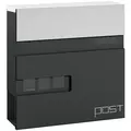 HOMCOM Locking Galvanised Steel Letterbox - Charcoal Grey/Black - 1
