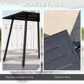 Outsunny Square Garden Table with Slat Top, Steel Frame, Outdoor Table for 4 Person, 80 x 80 x 74 cm, Black - 6